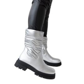 Silberne, isolierte Stiefeletten mit Malvaro-Steppung