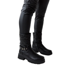 Schwarze isolierte Stiefeletten mit dekorativem Lido-Riemen