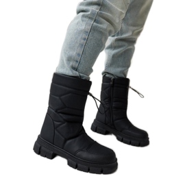 Schwarze isolierte Öko-Lederstiefel H602