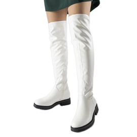 Weiße lange Stiefel mit dunkler Sisson-Sohle