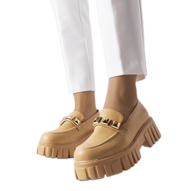 Beige Frisco-Plateau-Loafer