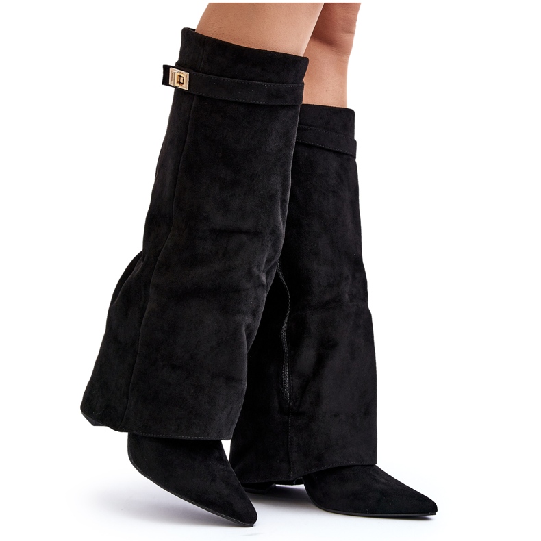 Overknee-Stiefel mit hohem Absatz für Damen in Schwarz von Portora