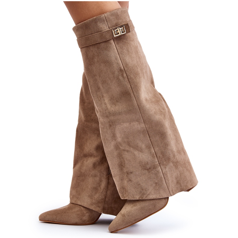 Overknee-Stiefel für Damen mit hohem Absatz, Beige Portora