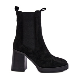 Schwarze Piovere-Damenstiefel mit klobigem Absatz