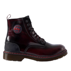 Lee Cooper Burgunderrote isolierte Stiefel, Naturleder LCJP-20-01-013