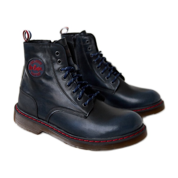 Marineblaue Naturlederschuhe Lee Cooper LCJP-20-01-014
