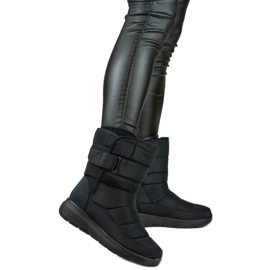 Bequeme Schneestiefel, Winterstiefel, gesteppte Stiefeletten, isoliert mit Klettverschluss schwarz