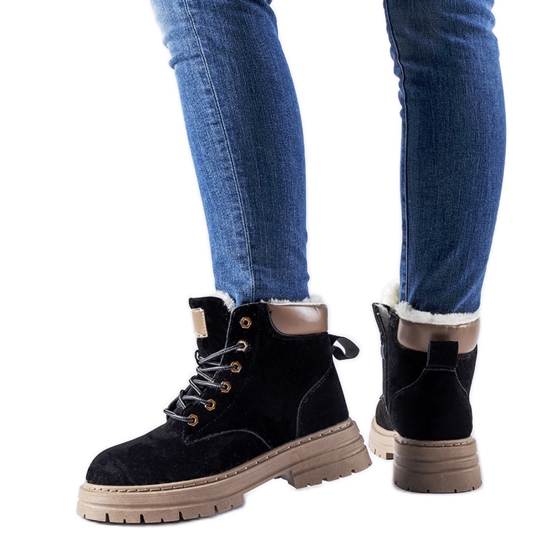 Schwarze Arbeiterstiefel mit leichter Isolierung von Stevens