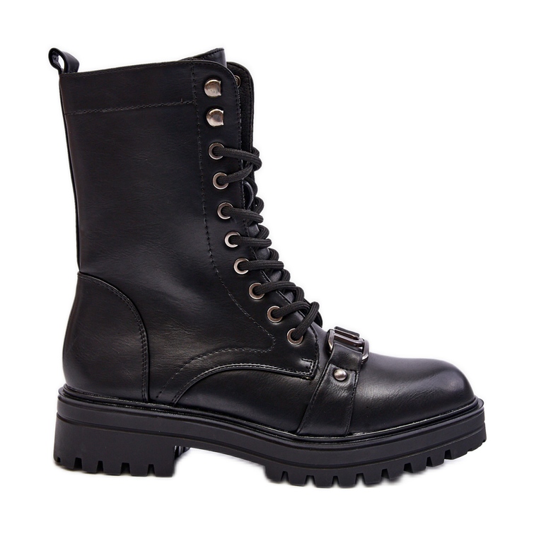Damen-Arbeiterstiefel mit Verzierung in Schwarz von Belluxe