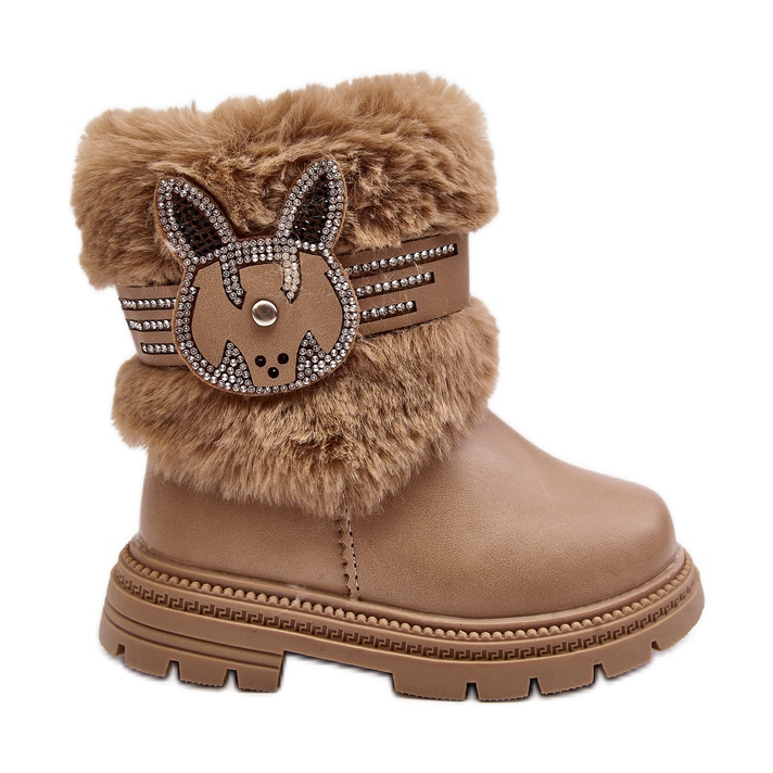 Beige Lunami Kinder-Schneestiefel mit Fell