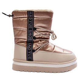 Damen-Schneestiefel mit Schnürung Beige Lilara