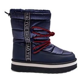 Damen-Schneestiefel mit Schnürsenkeln Marineblau Lilara