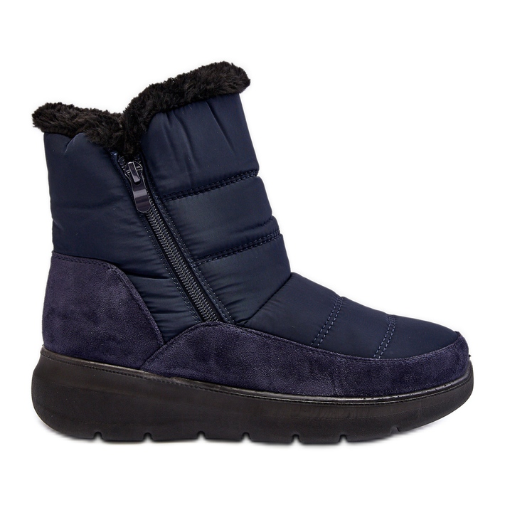 Damen-Schneestiefel mit Fell, Marineblau Primose