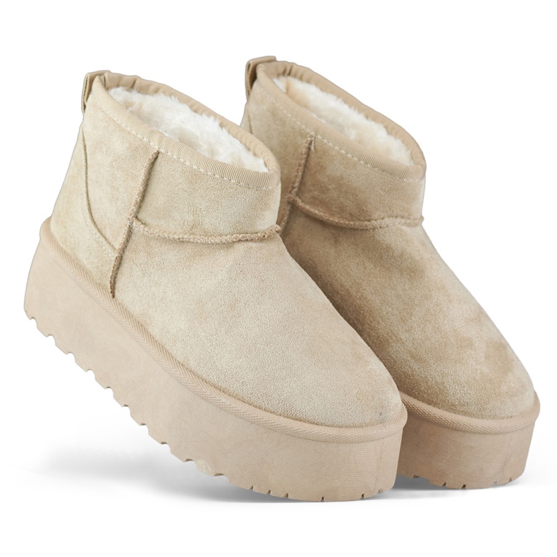 Beige Plateau-Schneestiefel