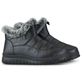 Bequeme kurze Schneestiefel, Winterstiefel mit Fell schwarz