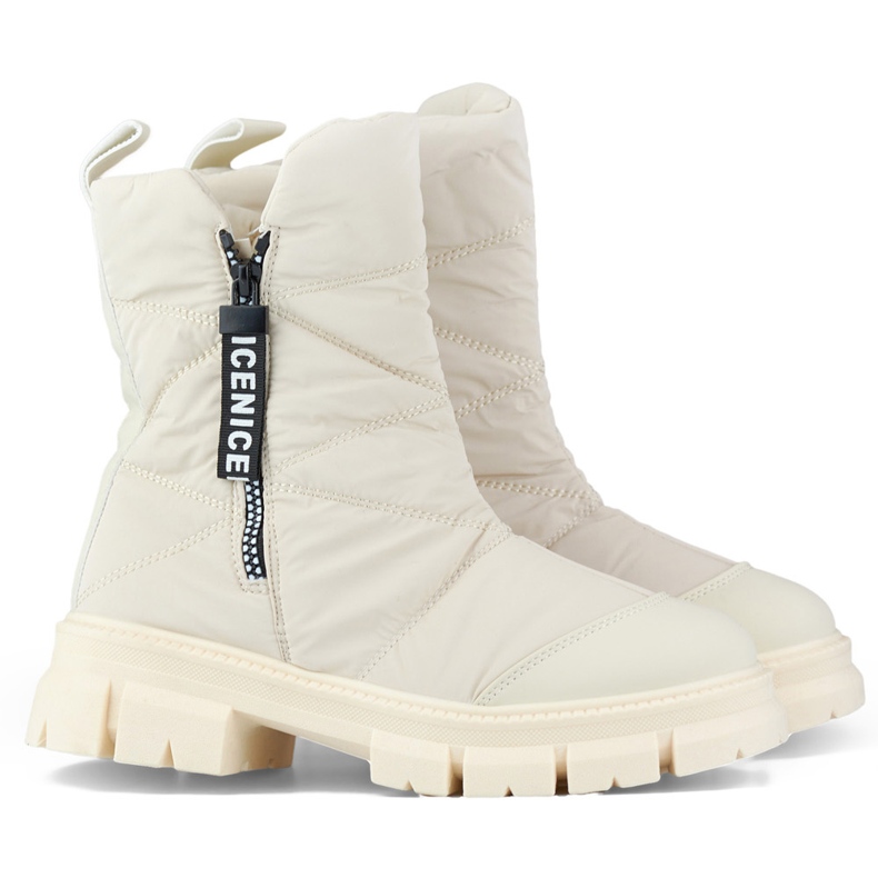 Beigefarbene High-Top-Schneestiefel für Damen