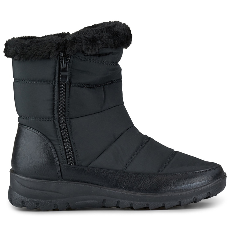 Damen-Schneestiefel mit Fell, bequeme Stiefel schwarz