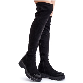 Flache Overknee-Stiefel für Damen La.Fi 270068B-SU Schwarz