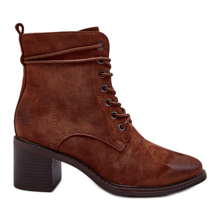 Damen-Schnürstiefel mit niedrigem Absatz, Braun Serellia