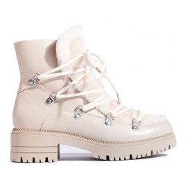 W. Potocki Beige Damen-Schneestiefel mit Fell Potocki