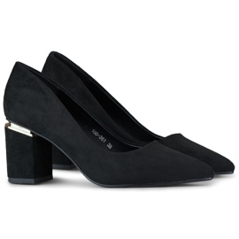 Schwarze Damen-Pumps aus Wildleder mit hohem Absatz