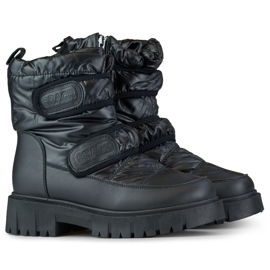 Laila warme Damen-Schneestiefel mit Klettverschluss schwarz