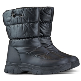 Hohe Damen-Winterstiefel mit Kordelzug, schwarze Schneestiefel