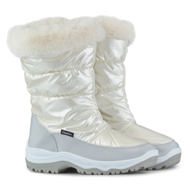 Hohe weiße Damen-Schneestiefel mit Fell