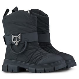 Hohe Damen-Winterstiefel, isolierte Schneestiefel, schwarz