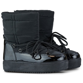 Schwarze Damen-Schneestiefel mit dicker Sohle, Winterschuhe