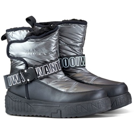 Damen-Winterstiefel, isoliert, schwarze Schneestiefel