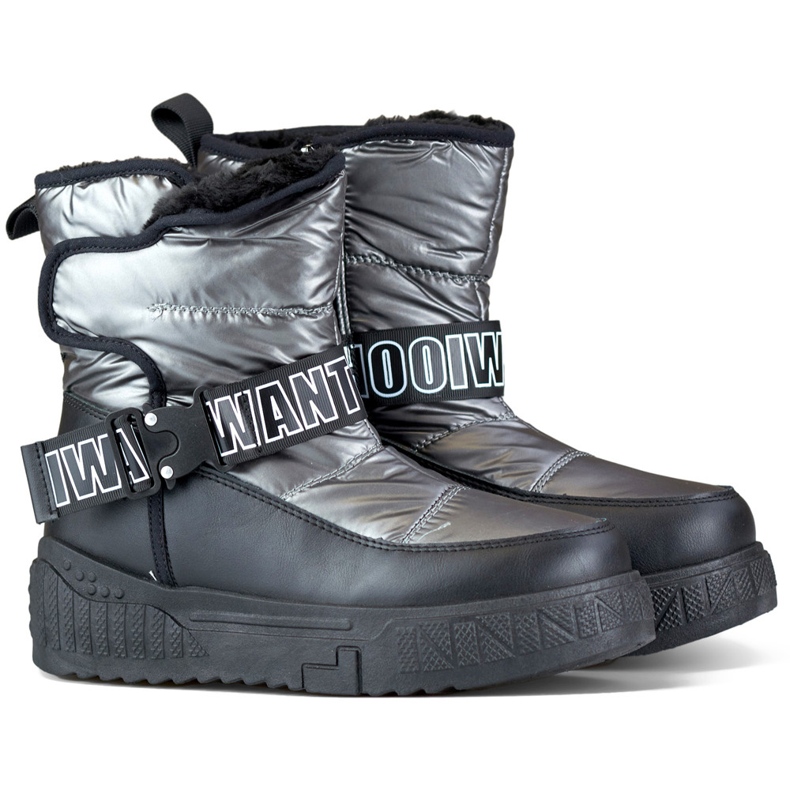 Damen-Winterstiefel, isoliert, schwarze Schneestiefel