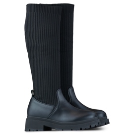 Schwarze Damenstiefel mit elastischem Obermaterial, Damen-Sock-Boots