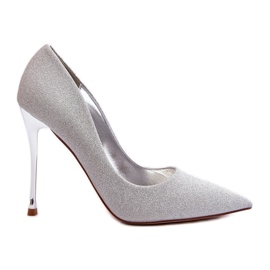 Tiberons glitzernde silberne High Heels