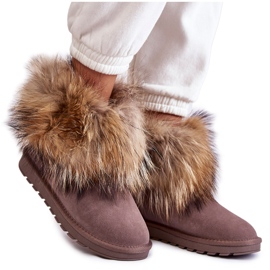 Taupefarbene Alexa-Wildleder-Schneestiefel für Damen mit Fell beige