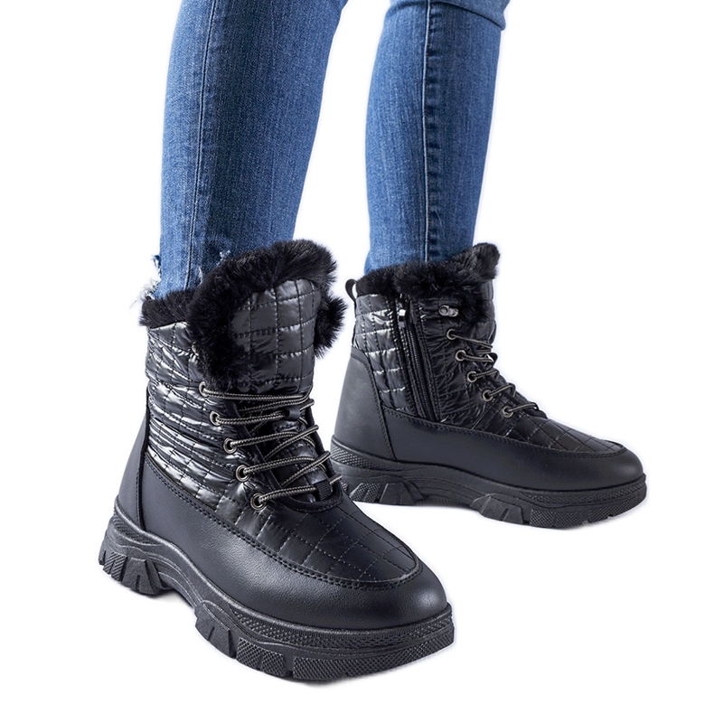 Schwarze isolierte Schneestiefel mit Dwayn-Plateau