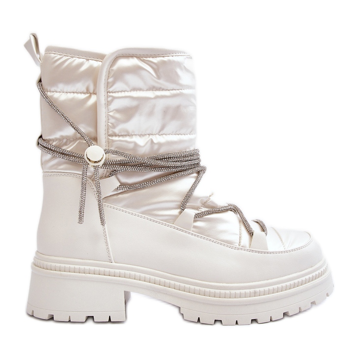 Damen-Schneestiefel mit Zierschnürung, Weiß Rilana
