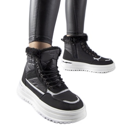 Schwarze Trieste-Sportschneestiefel mit Fell