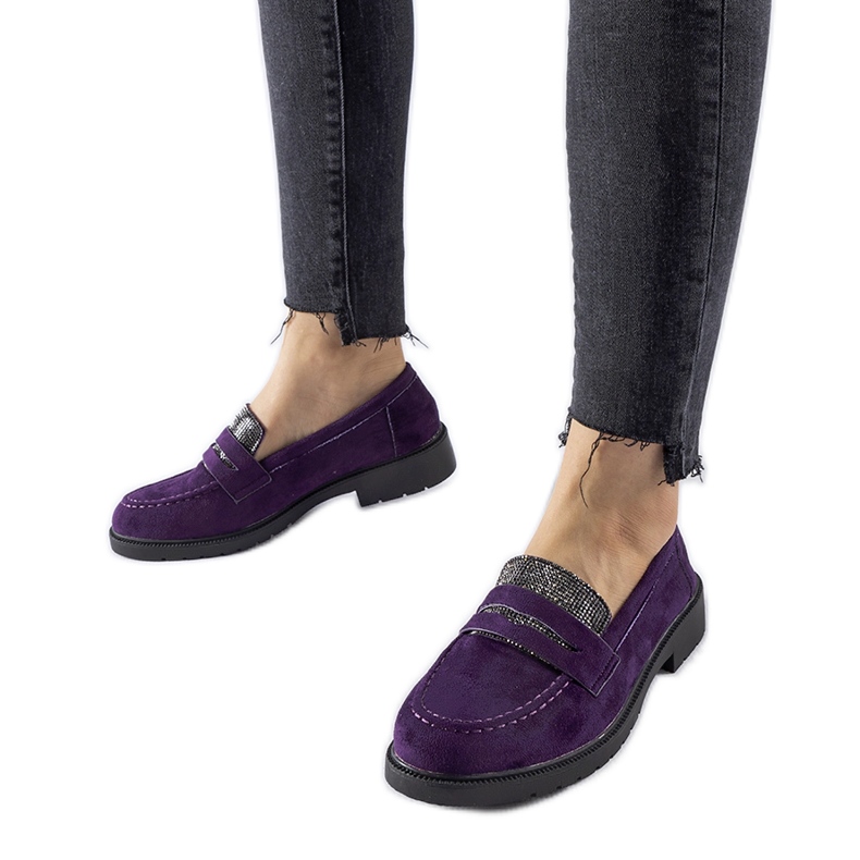 Lila Slipper mit Strasssteinen von Ippolito violett