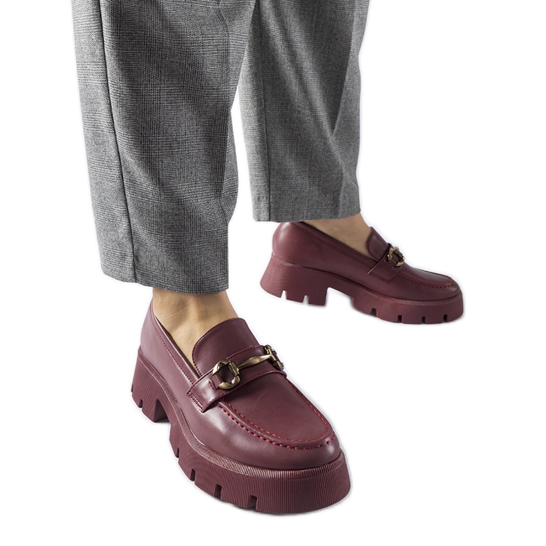 Burgunderrote Mokassins mit Cerzeto-Schnalle