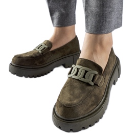 Grüne Slipper mit dicker Sohle von Seborg