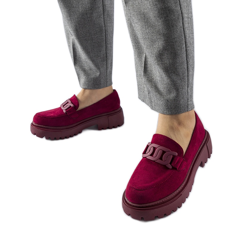 Burgunderrote Slipper mit dicker Sohle von Seborg