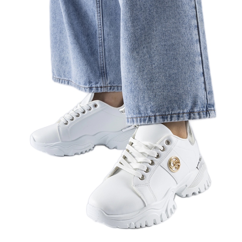 Weiße Sneaker mit massiver Arpaia-Sohle