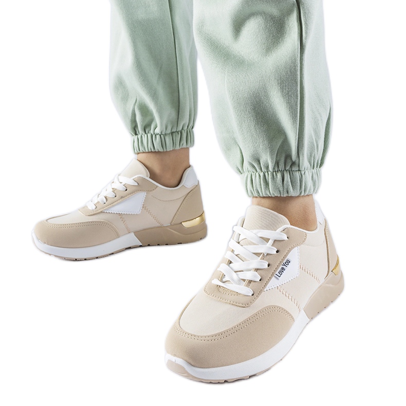 Beige Stoff-Sneaker von Geraldino