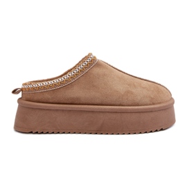 Beigefarbene Sylva-Hausschuhe mit dicker Sohle aus Öko-Wildleder