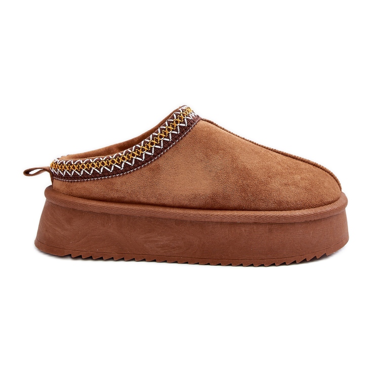 Hausschuhe mit dicker Sohle aus Öko-Wildleder Camel Sylva braun