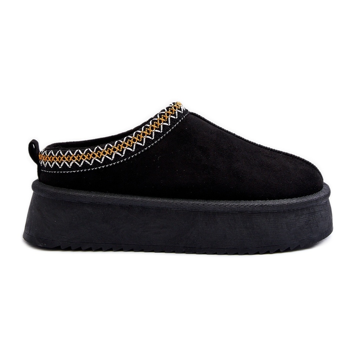 Hausschuhe mit dicker Sohle aus Öko-Wildleder, Black Sylva schwarz