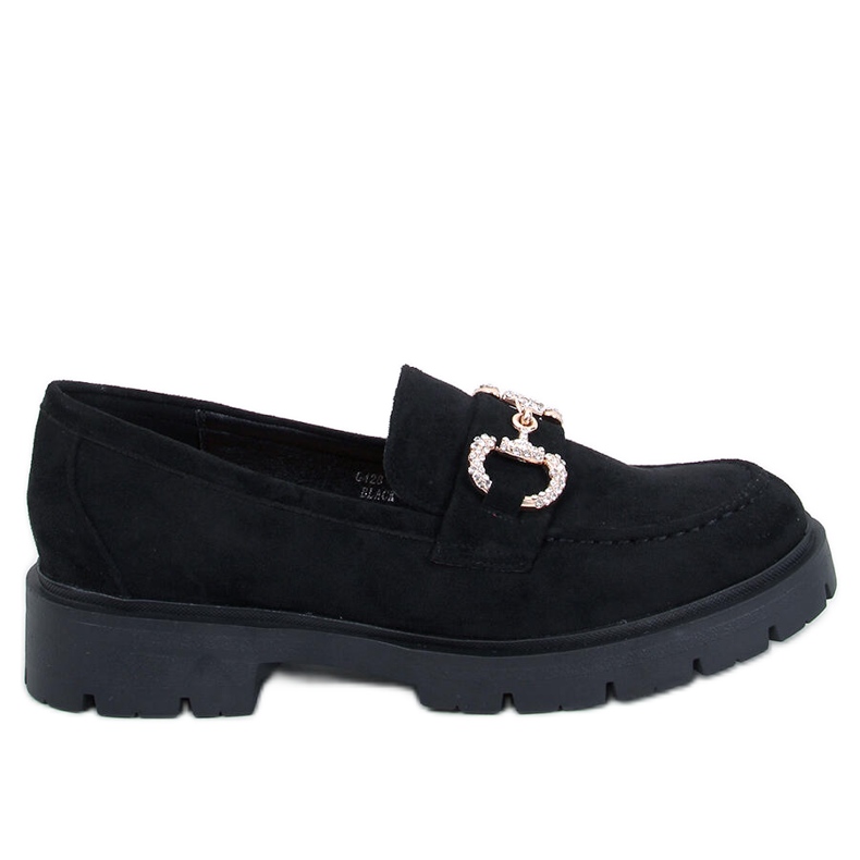 Karins Schwarze Wildledermokassins mit Schnalle