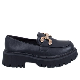 Schwarze Plateau-Mokassins aus Vollnarbenleder von Buess