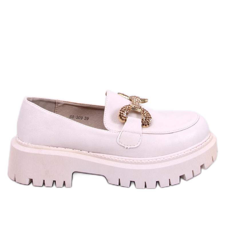 Buess Beige Plateau-Vollnarbenmokassins